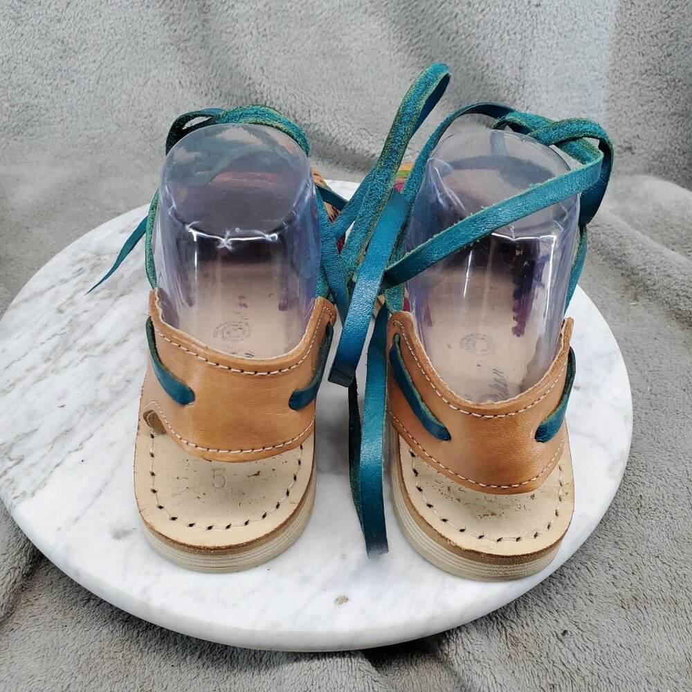 Johan Shoes Womens UK 5 US 7 Multicolor Leather Hurache Ankle Wrap Sandals - Picture 5 of 10